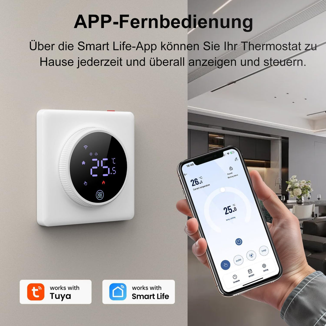 MIUCDA WLAN Smart Drehregler Thermostat Fussbodenheizung für Wasser Heizung oder Gas Boiler, Program