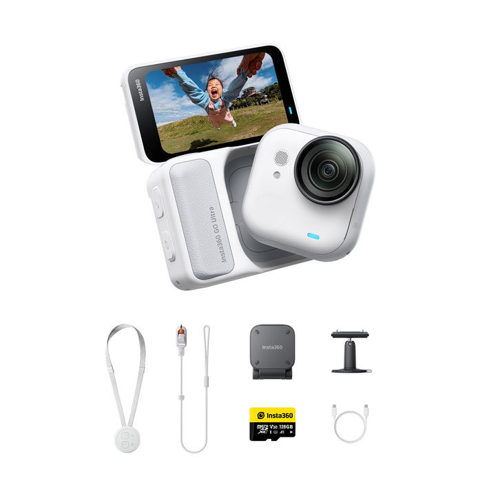 Insta360 GO Ultra Must-Have-Bundle Polarweiss- freihändige 4K Mini-Cam, leicht & mobil, top bei weni