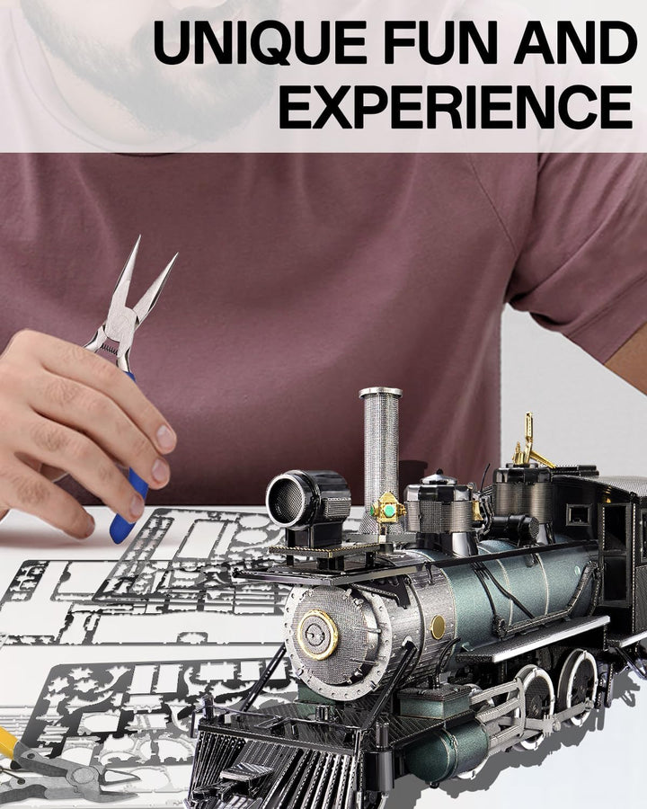 Piececool 3D Puzzle Metall, Zug für Modellbausatz Erwachsene, 3D-Puzzles zu Bauen, BAU, Bastel-Kits,