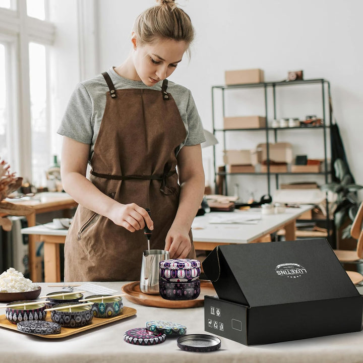 Luxetins 24 Stück Basteldosen mit Mandala-Design (24 Motive) - Komplettset mit Deckel, Dochten, Halt