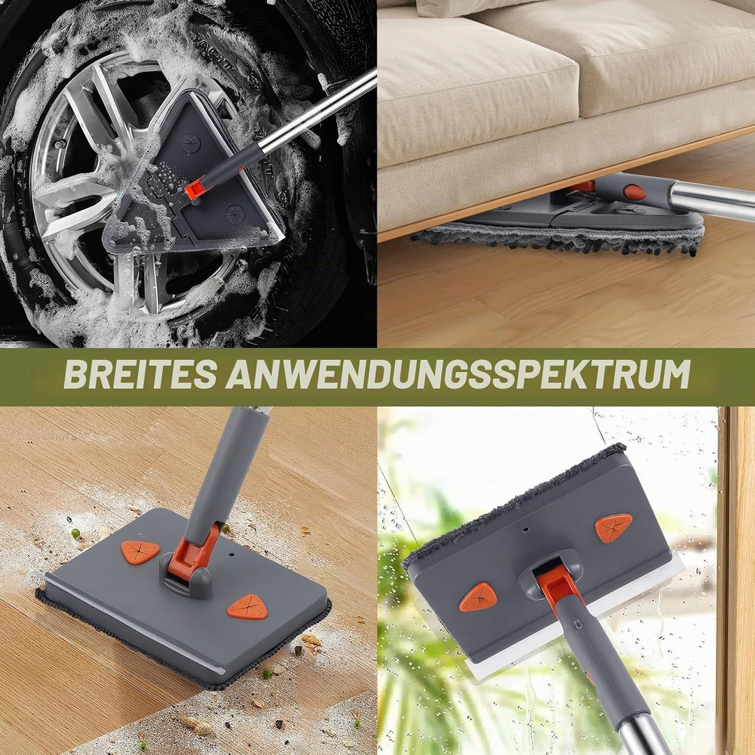 Wandreinigungsmopp, Verstellbarer Reinigungsmopp mit Langem Griff 200cm, Dreieckiger Reinigungsmopp