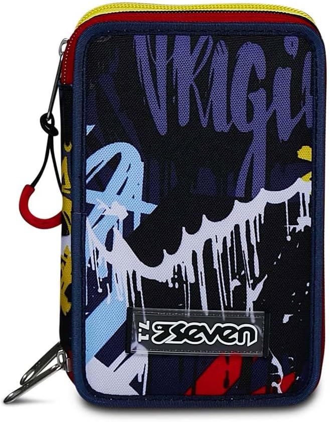 Seven Federmäppchen, Mäppchen, mehrfarbig, Federtasche für Schreibwaren, Etui komplett mit Bleistift