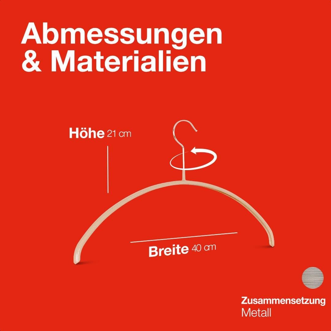 MAWA Kleiderbügel, Set mit 10 hochwertigen, platzsparenden, rutschfesten Kleiderbügeln, ideal für T-