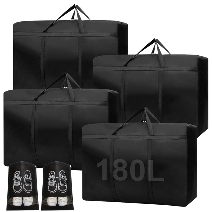 4 Stk 180L Extra Grosse Aufbewahrungstasche, 600D Oxford Heavy-Duty Umzugstaschen mit Reissverschlüs