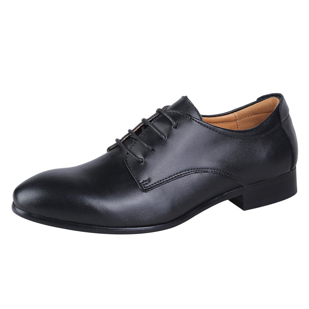 ANUFER Herren Echtes Leder Kleider Schuhe Formell Geschäft Derby Schnürsenkel 44 EU Schwarz, 44 EU S