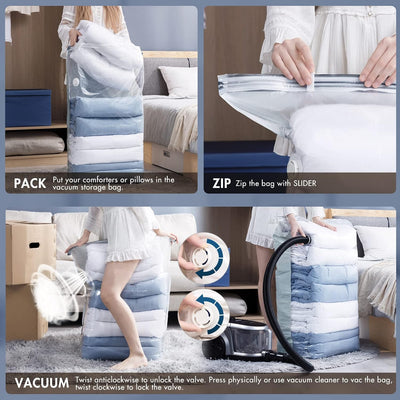 TAILI Würfel Vakuumbeutel für Kleidung, Jumbo 4 Pack (80x100x38 cm), Extra grosse vakuumbeutel für B