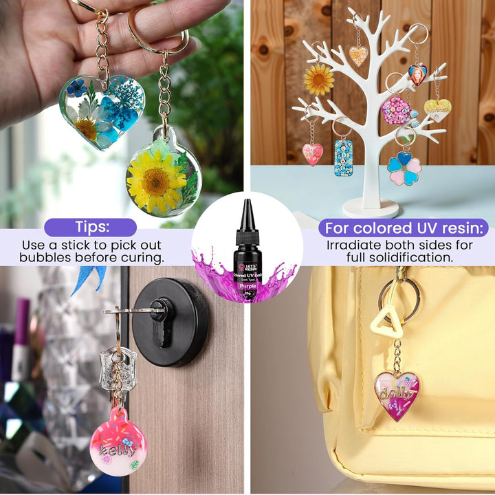 LET'S RESIN UV Resin Set mit UV Lampe, 12 Farben UV Resin mit Silikonformen, UV Harz mit Lampe, für