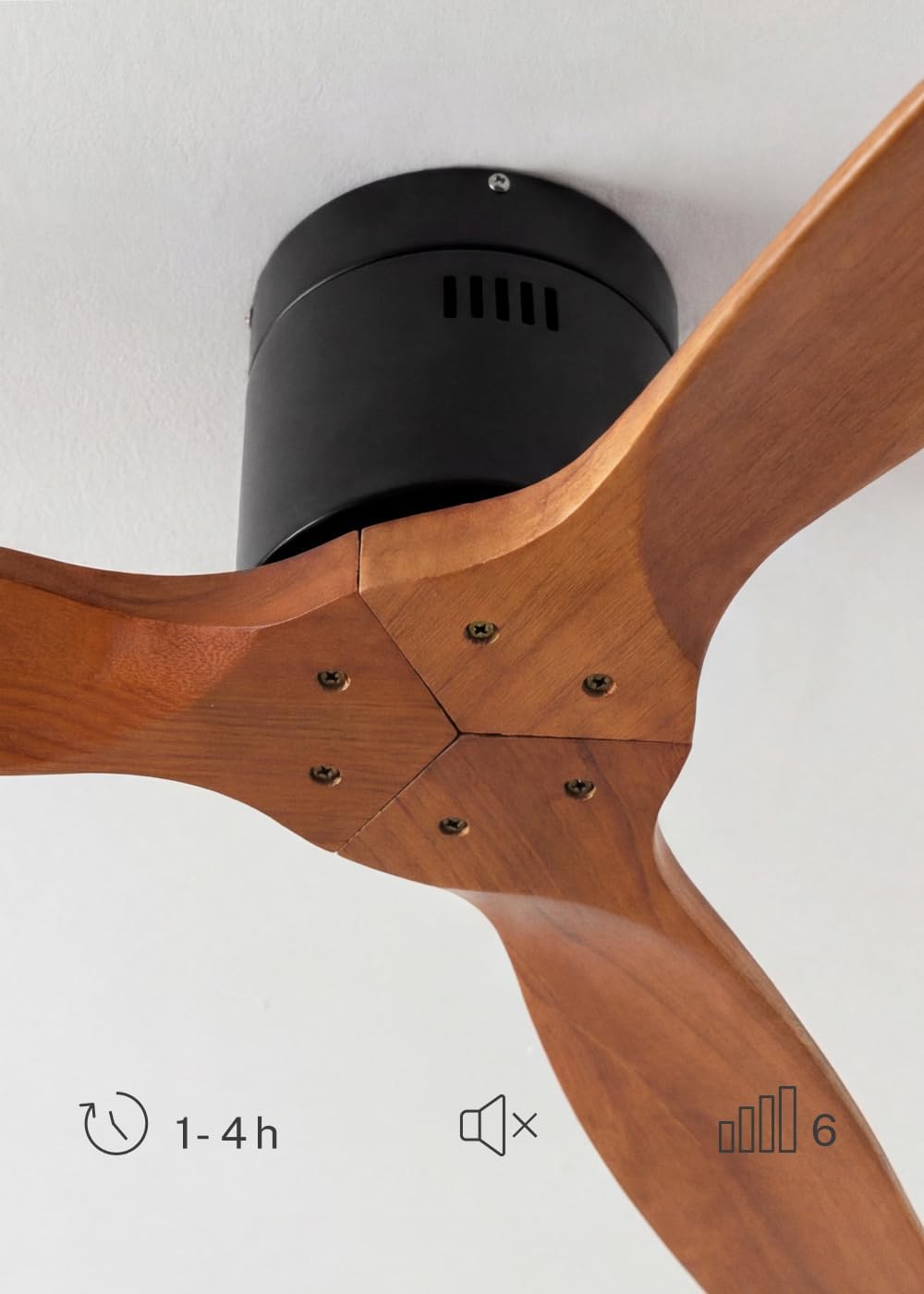 CREATE / WINDCALM NATURAL WOOD S/Deckenventilator Schwarz Dunkelholzflügel mit Fernbedienung / 40W,