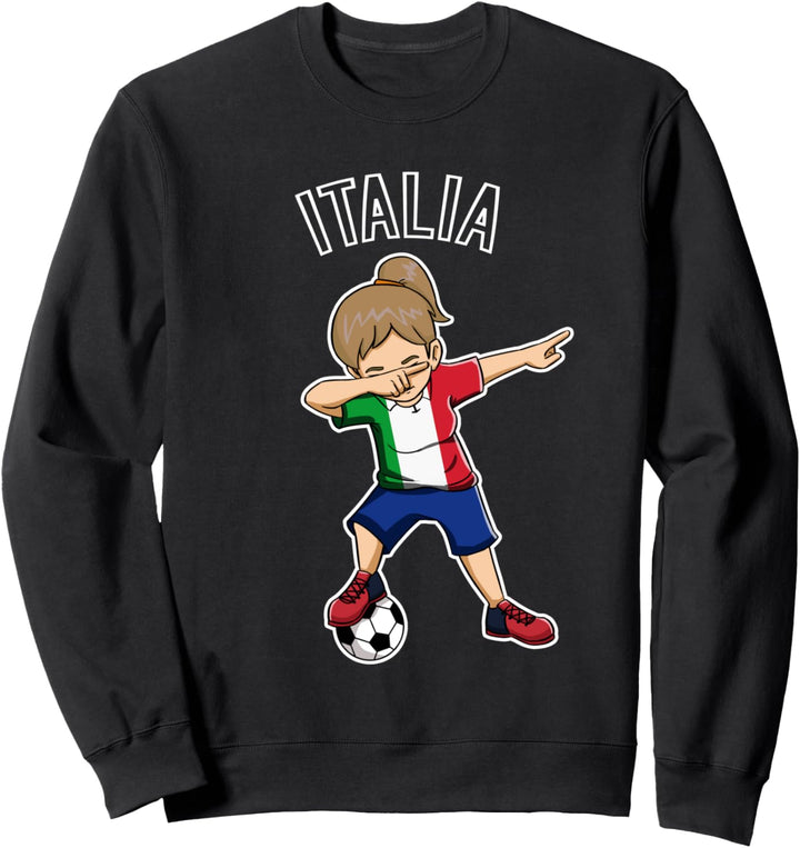 Dabbing Fussball Mädchen mit Italien Trikot Kinder Italia Sweatshirt