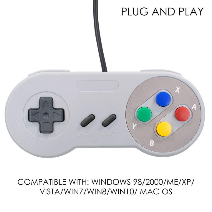 TRIXES 2x kabelgebundene USB-Controller – kompatibel mit SNES-Emulatoren – Retro Gaming Joypads Game
