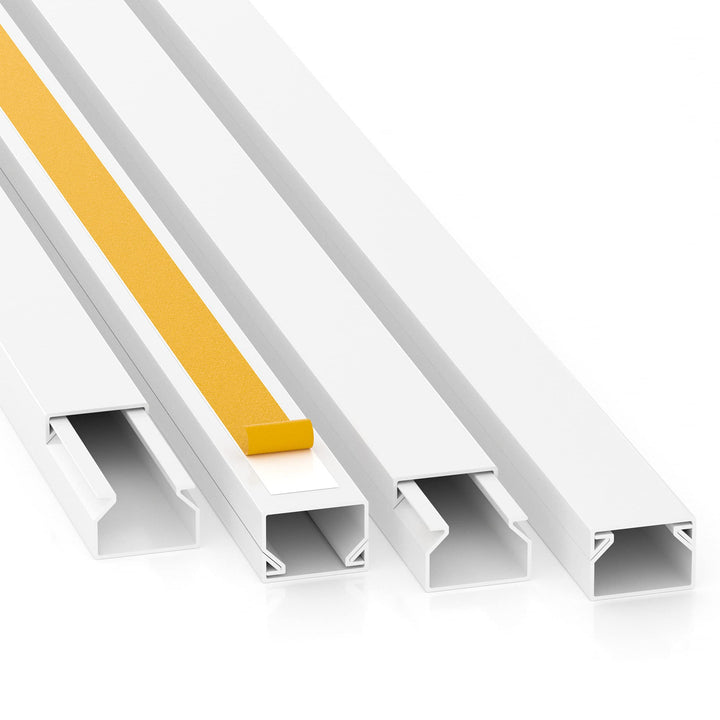 CILSON Kabelkanal 20 m / 20x 1 m Lang - 15 mm Breit 10 mm Hoch, Selbstklebend Weiss, Bodenbelochung