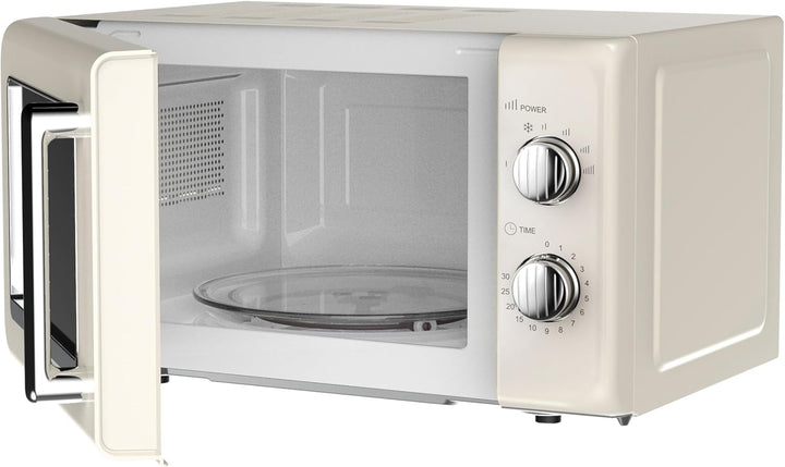 Silva Schneider MW-R 25.3 Retro Mikrowelle 20L, 700 Watt, 6 Leistungsstufen, Timer, verchromte Knöpf
