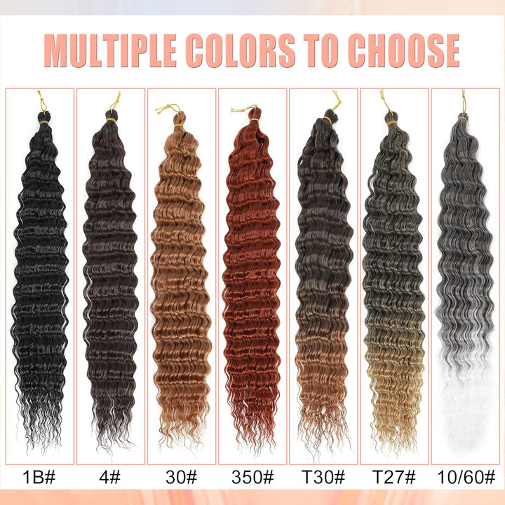 Herkeymidy Ocean Wave Crochet Hair 6 Packs 22 Inch Deep Wave Wavy Braiding Hair Crochet Synthetic Br
