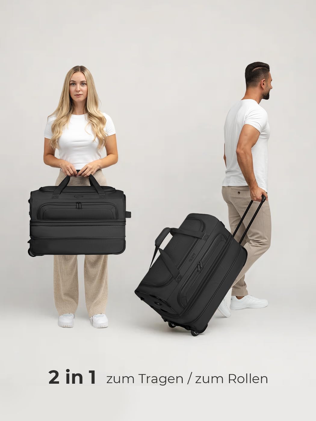 REDOLZ 2-Rollen MEDIUM Trolley-Reisetasche | Volumen mit Dehnfalte erweiterbar von 51 auf 64 Liter |