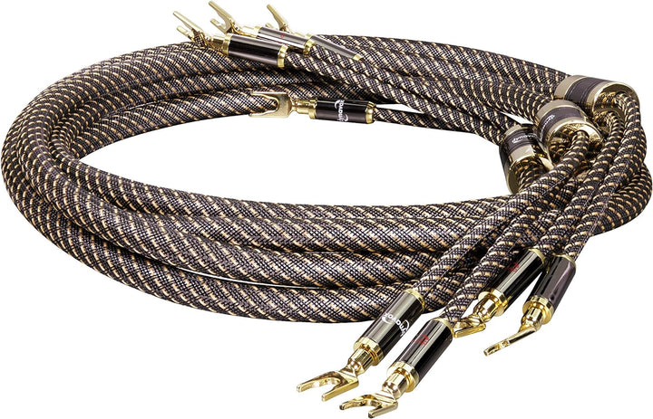 Dynavox Black Line Lautspecherkabel, Paar, Flexibles Premium High-End-Kabel mit hochwertigen Bananen