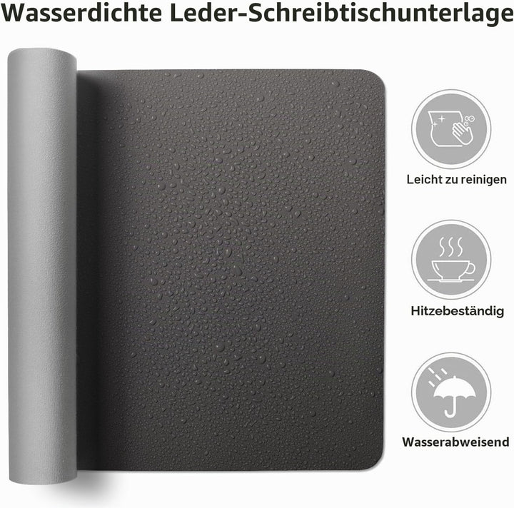 Aothia Schreibtischunterlage,PU-Leder-Schreibtischmatte,Mauspad,rutschfester Schreibtischschutz,wass