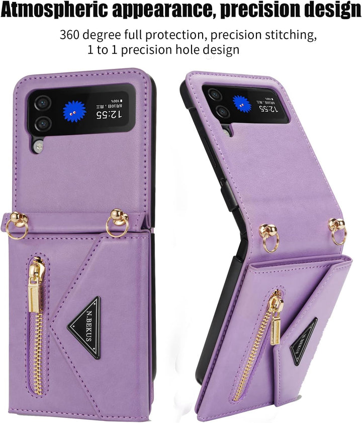 UDBKKDX Handyhülle für Samsung Galaxy Z Flip 4, Schutzhülle Mattes Leder mit Standfunktion hülle Kam