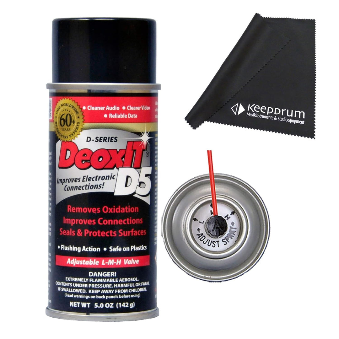 Caig D5 DeoxIT D5S-6 Reiniger 5% Kontaktspray + keepdrum Mikrofasertuch