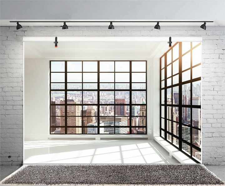 Renaiss 4.5x3m Wolkenkratzer Fenster Fotografie Hintergrund Stadt Landschaft Bürogebäude Französisch