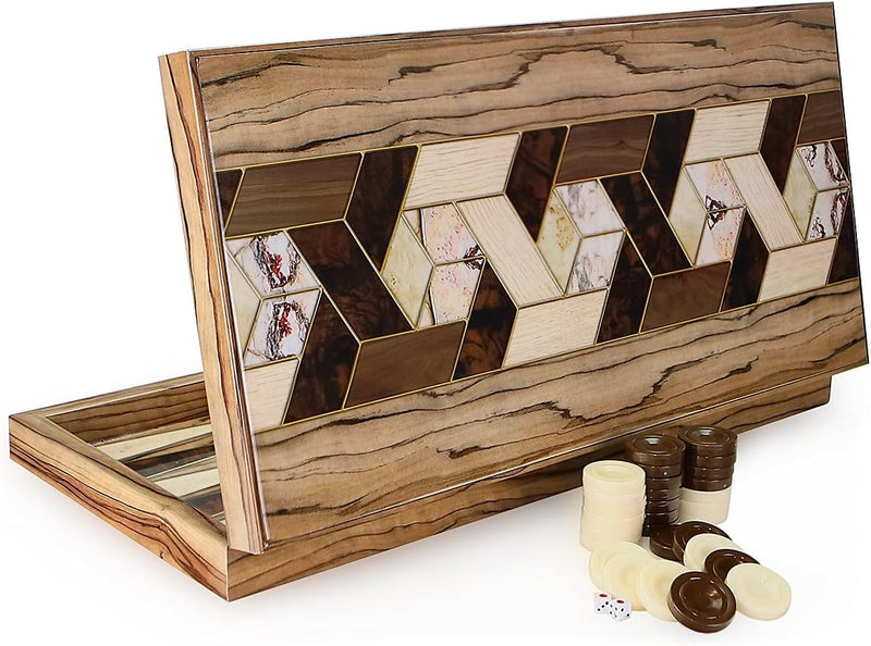 Luxus Backgammon TAVLA Intarsien Look XXL