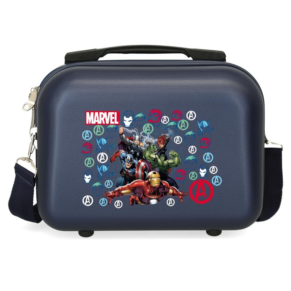 Marvel Avengers Team Kulturbeutel, anpassbar, mit Umhängetasche, Blau, 29 x 21 x 15 cm, starr, ABS 9