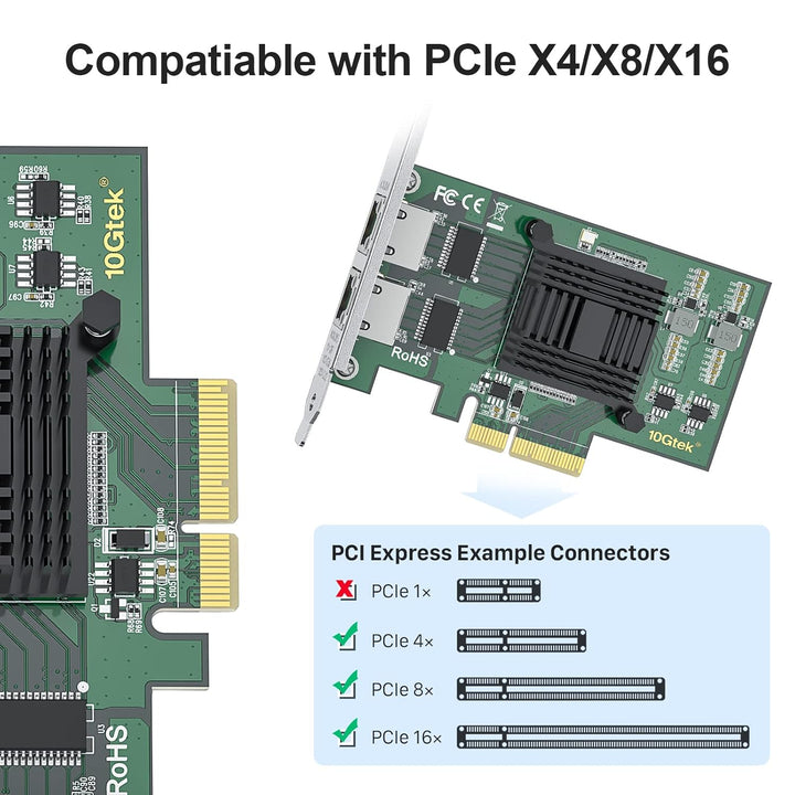 10Gtek® 1G 1000Mbps Gigabit Ethernet Converged Network Adapter (NIC) mit Intel I350AM2 Controller |