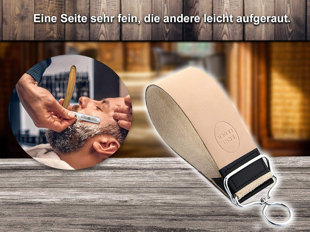 Rasiermesser Set Nassrasierer Set mit Leder Streichriemen Einsteiger Set mit Abziehleder und Goldätz
