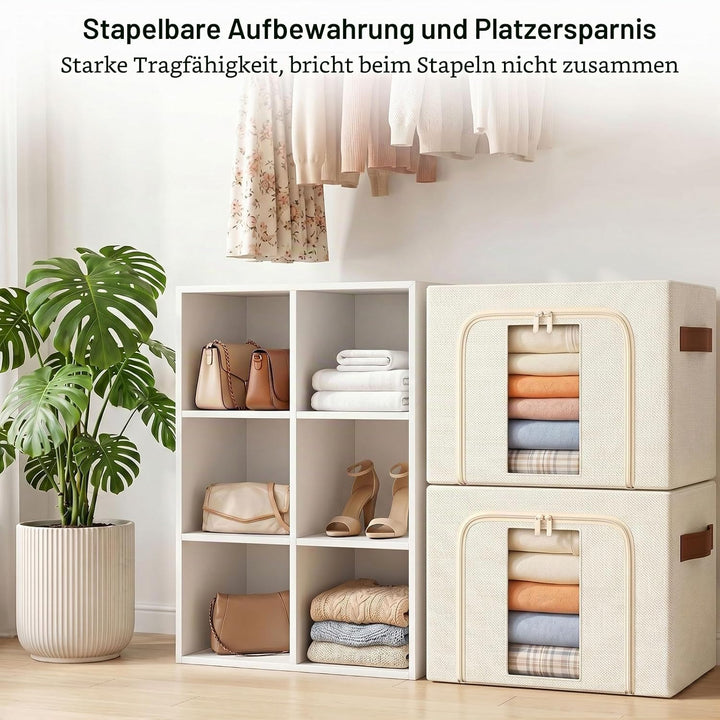 Kleidung Aufbewahrungstasche Faltbar Metallrahmen: Stapelbare Aufbewahrungsbox mit Deckel für die Kl