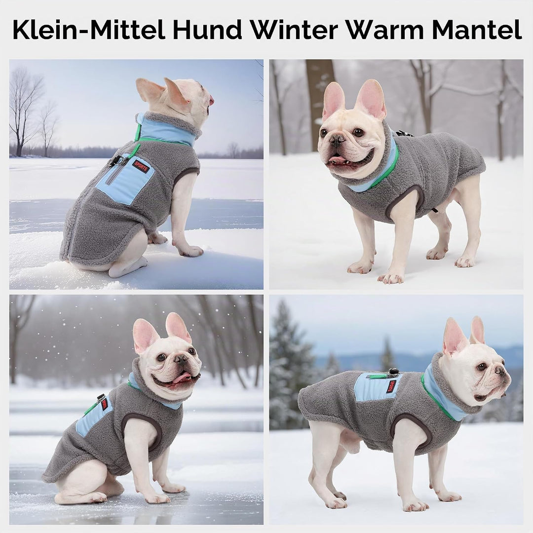FEimaX Warme Hundemantel Winddichte Haustier Winter Fleece Hundejacke Winterweste mit D-Ring Hundekl