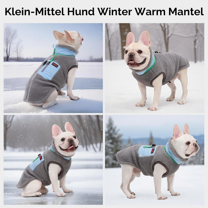 FEimaX Warme Hundemantel Winddichte Haustier Winter Fleece Hundejacke Winterweste mit D-Ring Hundekl