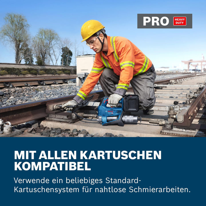 Bosch Professional 18V System Akku-Fettpresse GFP 18V-10 (max. Betriebsdruck 10.000 psi, max. Durchf
