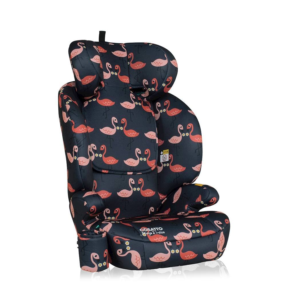 Cosatto Ninja 2 i-Size Hochlehnen-Sitzerhöhung 100-150cm (Pretty Flamingo) | ISOFIX oder Fahrzeuggur