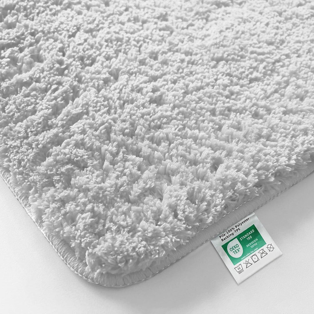 casa pura Badematte weiss weicher, Flauschiger Badezimmerteppich in Shaggy Optik, Badvorleger rutsch