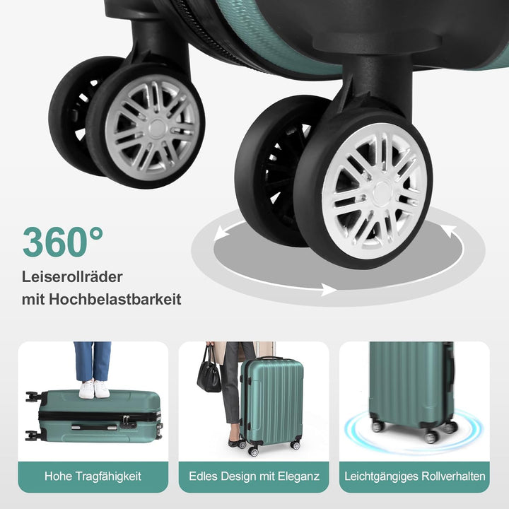 LALAHO Kofferset 4 teilig Hartschale, Koffer Set aus ABS, Reisekoffer mit Rollen Gross, Hartschalenk