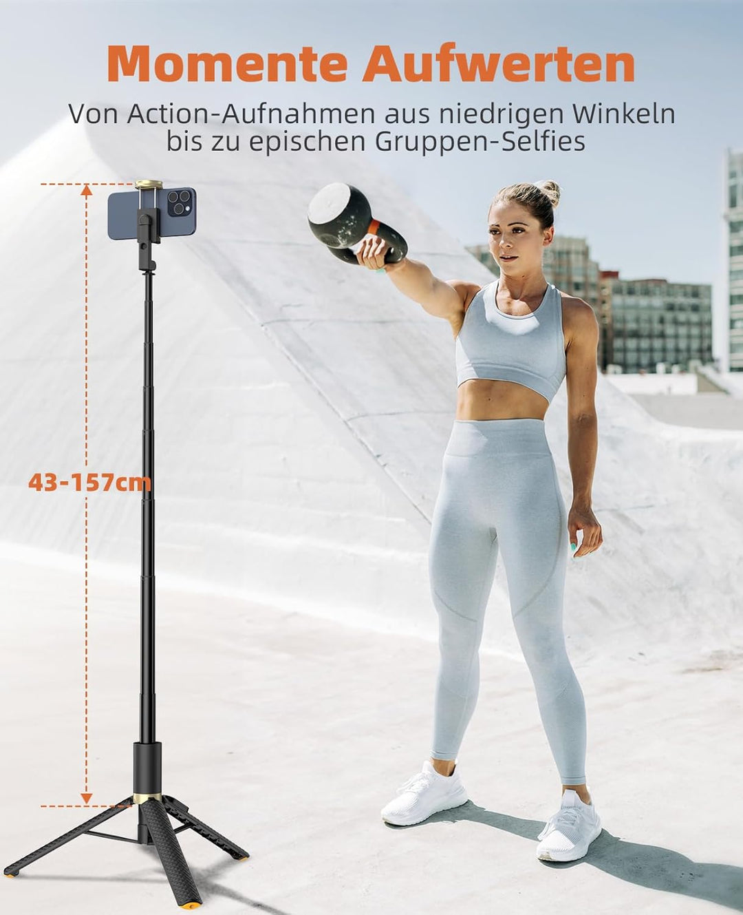 Vimose 158cm Handy Stativ, Schwere Ausführung Selfie Stick mit Fernbedienung, tragbares Reisestativ