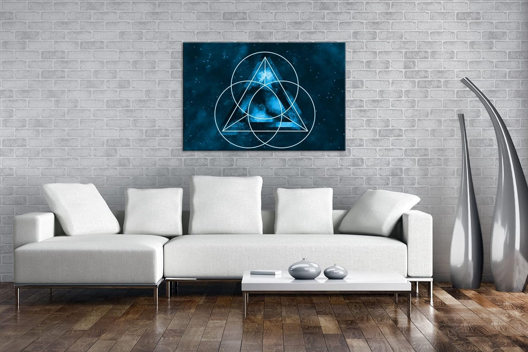 deyoli abstrakte Symbole Kreise und Dreiecke Format 80x60 Effekt: Monocrome Blau als Leinwandbild, M