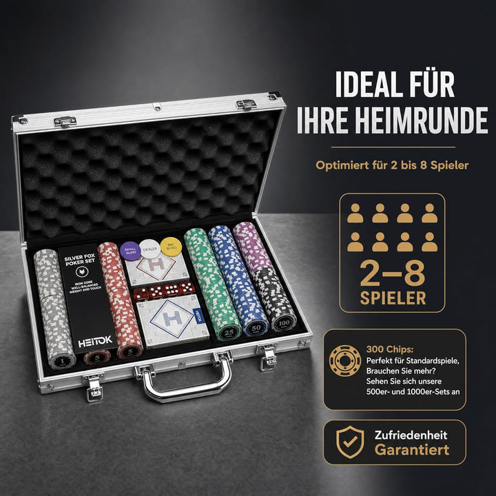 Poker-Chip-Set mit Nennwerten, 300 Stück, 11,5 g, professionelle nummerierte Chips mit Aluminiumkoff