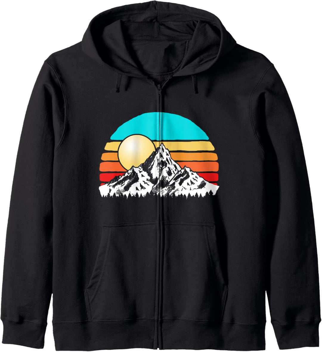 Vintage Mountain Sunset Eighties Hiking & Outdoors 80s Kapuzenjacke