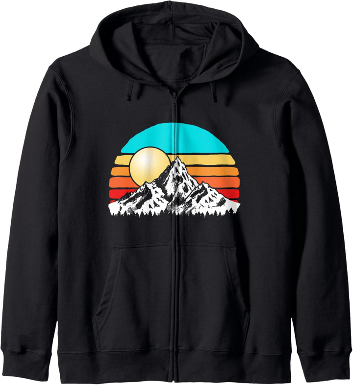 Vintage Mountain Sunset Eighties Hiking & Outdoors 80s Kapuzenjacke