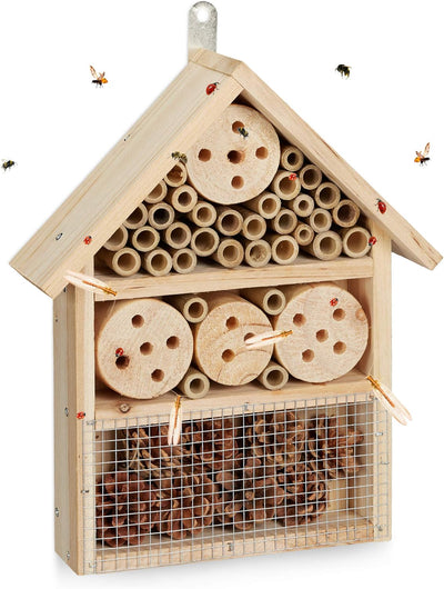 Relaxdays Insektenhotel 50 cm gross, Zum Aufhängen & Insektenhotel Bausatz, Insektenhaus für Käfer,