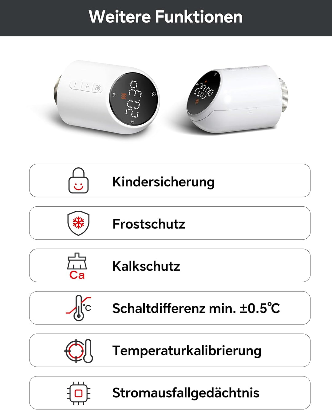 Heizkörperthermostat WLAN, Beok Thermostat Heizung Smart Thermostatkopf WiFi Heizungsthermostat Heiz