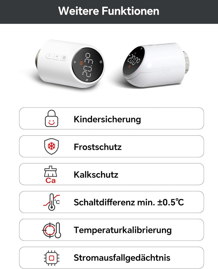 Heizkörperthermostat WLAN, Beok Thermostat Heizung Smart Thermostatkopf WiFi Heizungsthermostat Heiz
