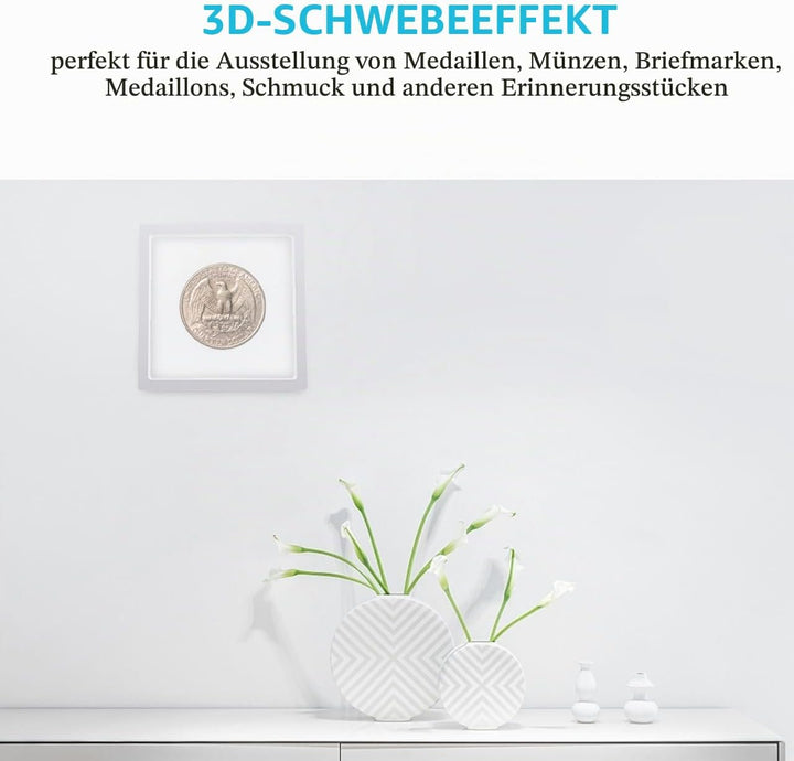 Gadpiparty 2 Stück 3D Schweberahmen Displayhalter aus Transparentem Kunststoff Schwebende Münz und S