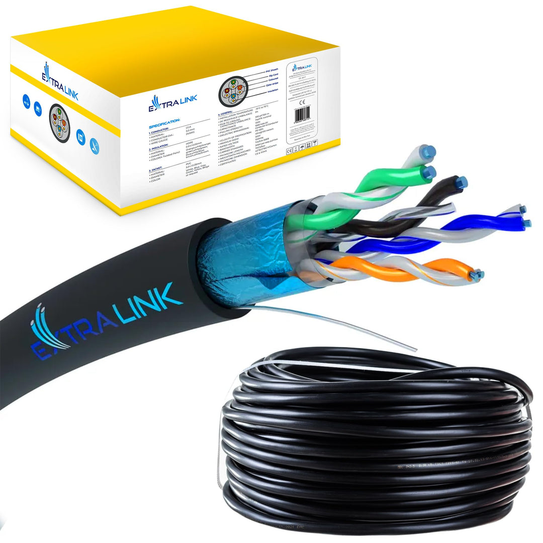 Extralink 305m CAT5e Netzwerkkabel Outdoor LAN Kabel Verlegekabel Ethernet Installationskabel – 100%