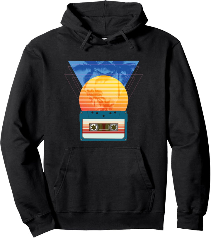 Retrowellen-Synthwellen-Dampfwellenkassette Sonnenuntergang Pullover Hoodie