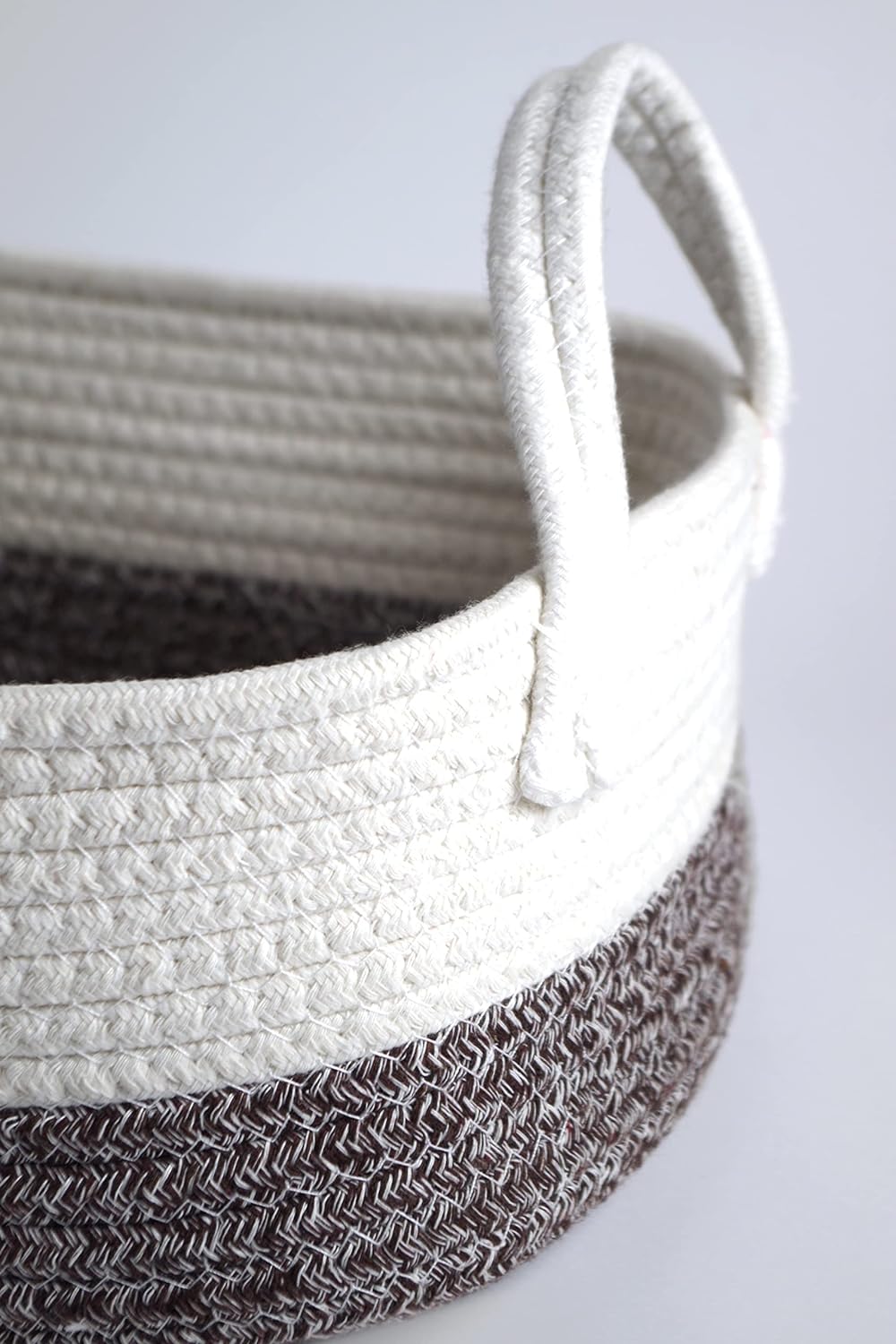 Kobolo Baumwollkorb Aufbewahrungskorb Baumwolle oval weiss beige mit Griffen 3 Grössen