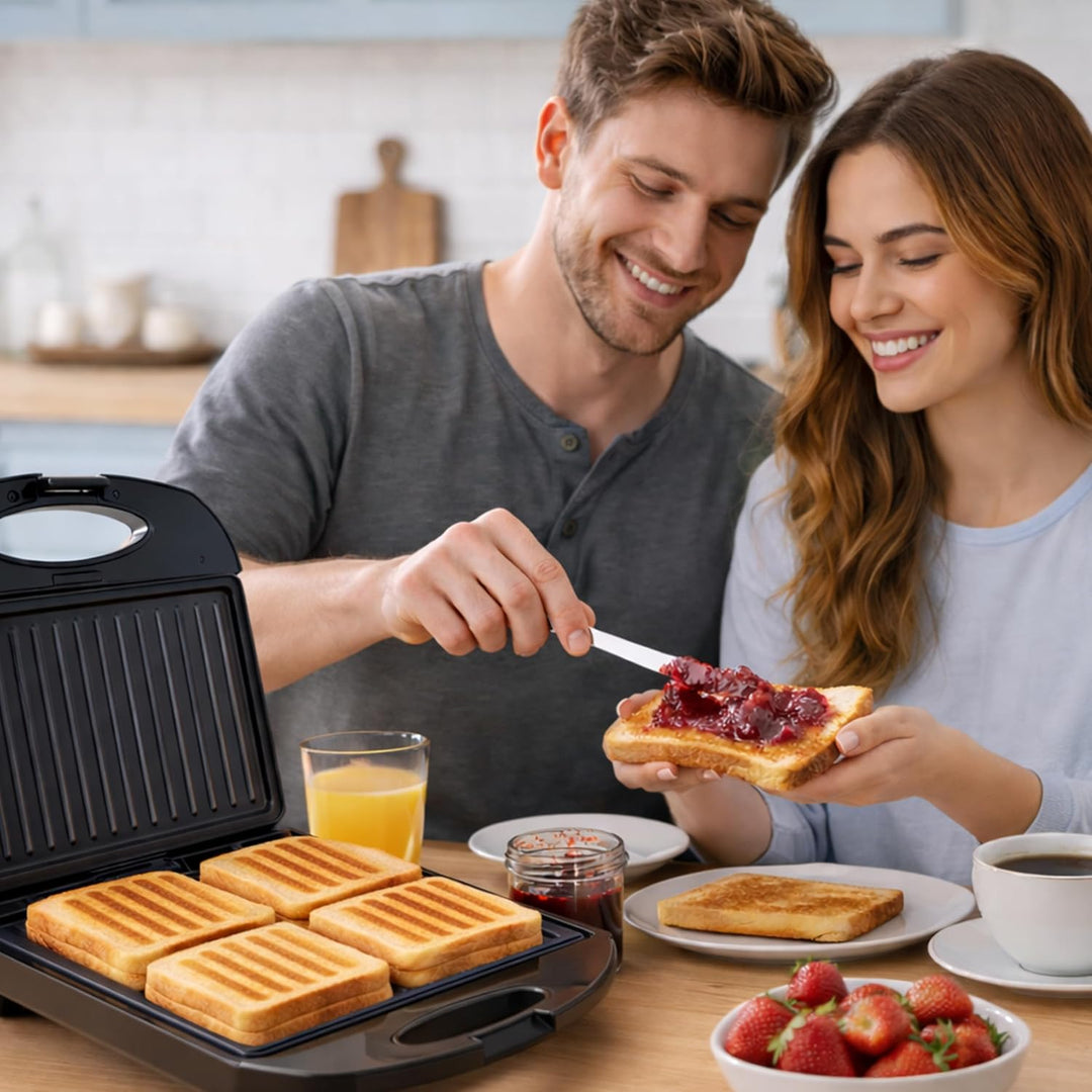 BEPER P101TOS040 Elektrischer Toaster für 4 Scheiben „Family Grill“, Toast- und Sandwich-Grillplatte