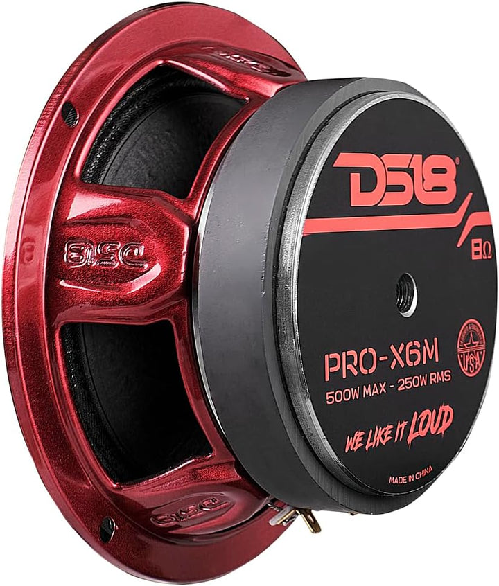 DS18 PRO-X6M Auto-Mitteltöner, 16,5 cm (16,5 cm), 450 W, 8 Ohm, Bass-Lautsprecher 16,5 cm Klassisch,