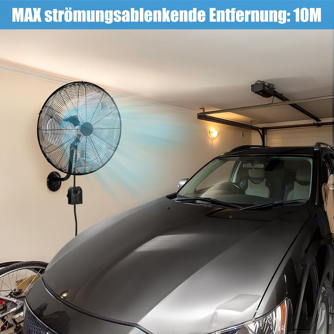 GOPLUS Wandventilator, 51cm oszillierender Ventilator, 3 Geschwindigkeiten (Schwarz), Schwarz