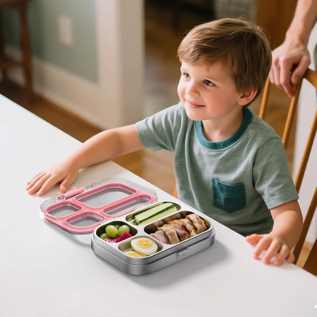 G.a HOMEFAVOR Edelstahl Brotdose Kinder 800ml Metall Bento Lunchbox mit 4 Fächern Auslaufsichere Bro